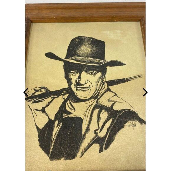 John Wayne Original Mixed Media Art (Leather) Signed/Framed - Picture 2 of 5